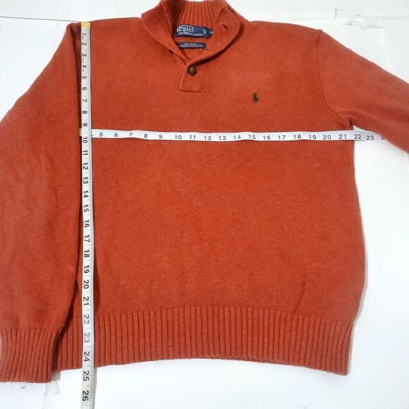 Vintage Polo Ralph Lauren Heavy Knit Pullover Sweater Size M Red Button Collar - Picture 7 of 11